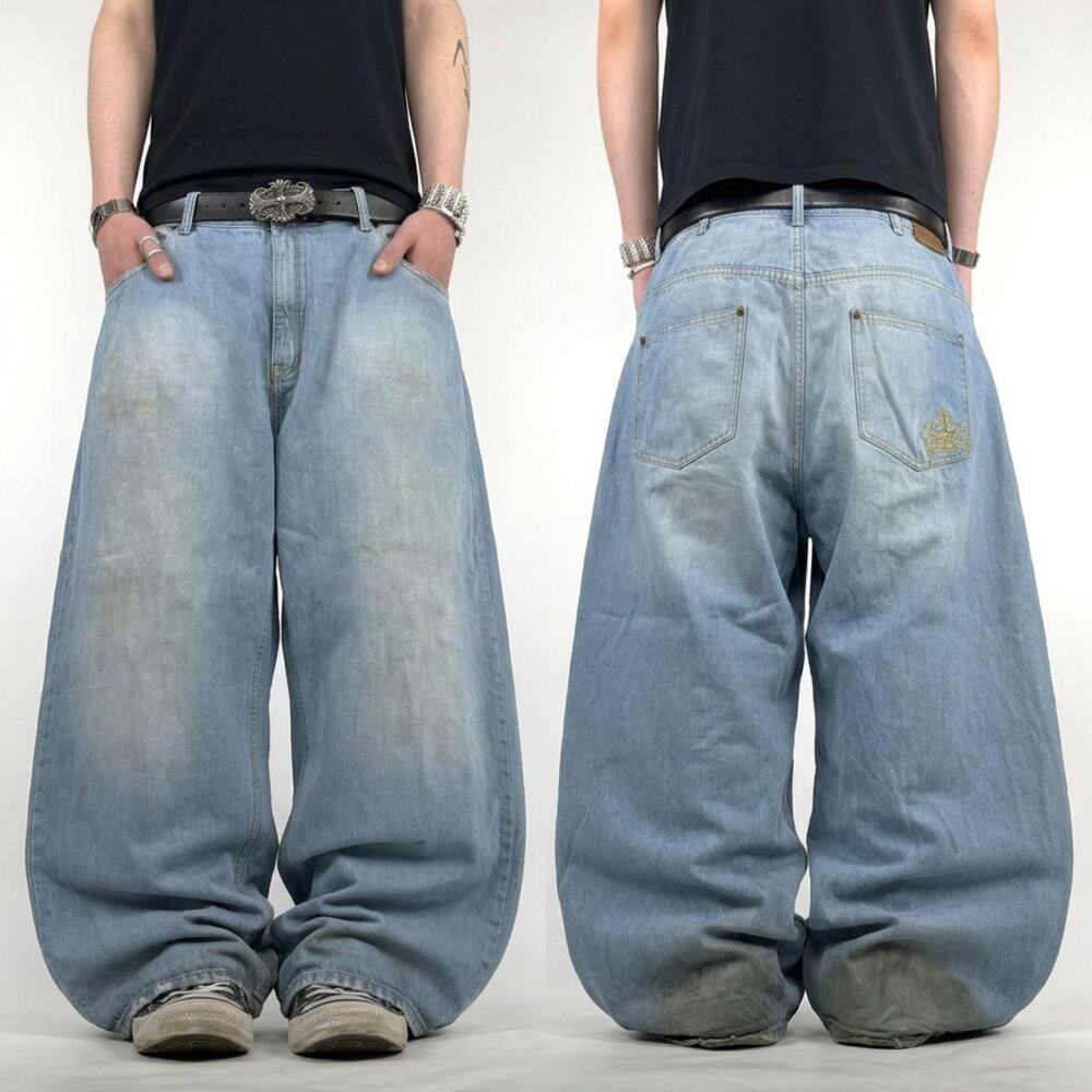 Vintage y2k grunge embroidered sean john baggy wide leg archive jeans